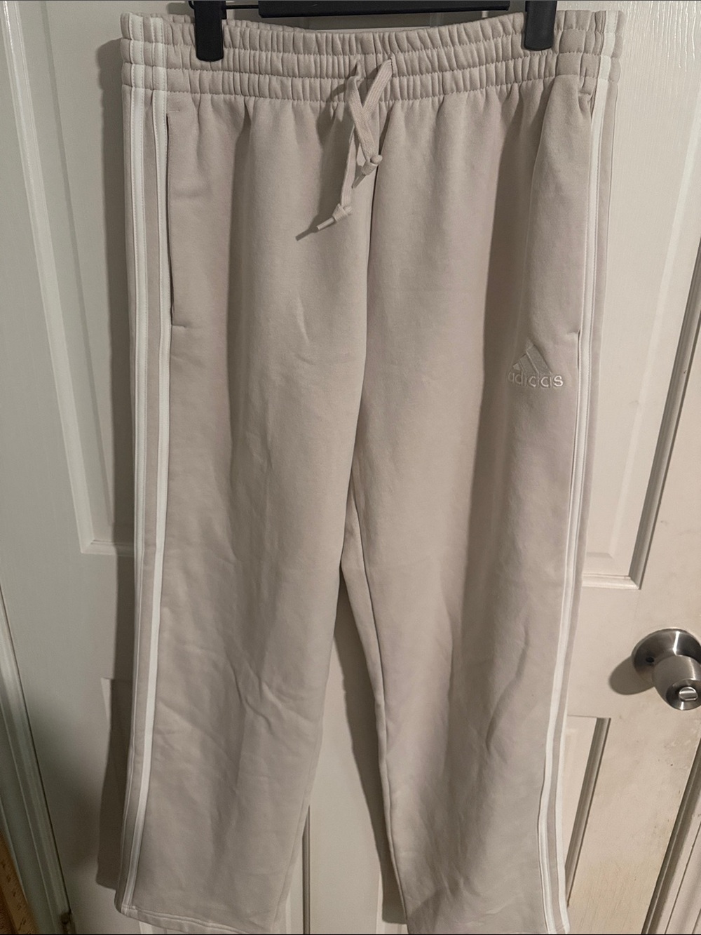 adidas Cream/White mens Sweatpants with Side Stripes